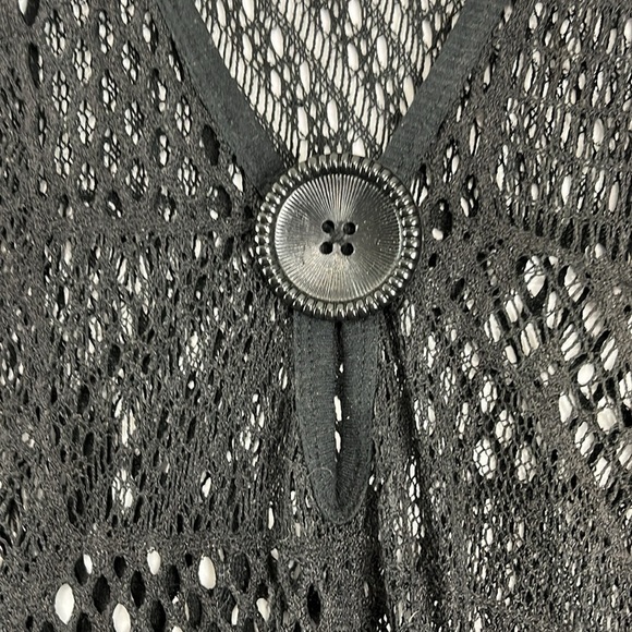 Lily Long-Length Crochet Knit Black Witchy Web Vest - Picture 4 of 10